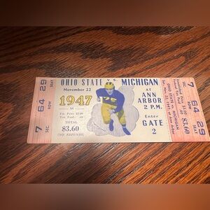 Michigan vs Ohio State ticket stub 1947